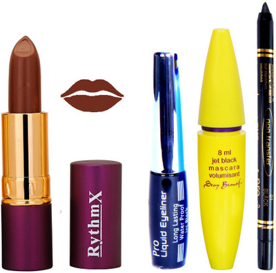 

Rythmx Lipstick ,Black Eyeliner,Kajal, Jet Mascara Makeup Combo Pack(Set of 4)