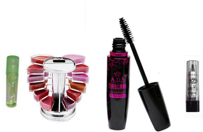 ADS 1625 Mascara, Kajal, Lipgloss & Palette(Set of 4)