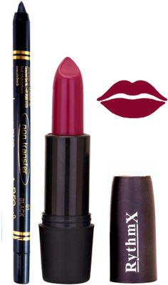 

Rythmx Mazanta Mauve Lipstick And Pro Non Transfer Black Kajal 3889(Set of 2)