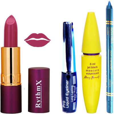 

Rythmx Lipstick ,Black Eyeliner,Kajal, Jet Mascara Makeup Combo Pack(Set of 4)