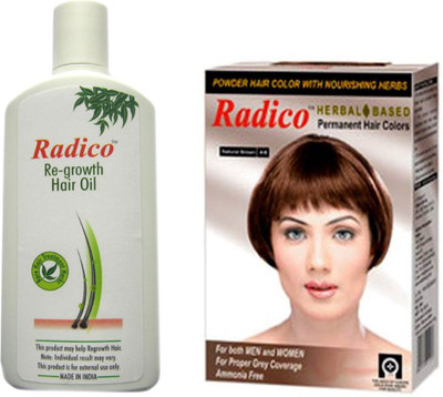 

Radico -AceShoppy-Natural Brown Herbal Hair Color with Regrowth Hair Oil(Set of 2)