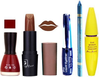 

Rythmx Lipstick, Nail Polish, Eyeliner,Turqoise Blue Kajal Makeup Combo Kit 1280(Set of 5)