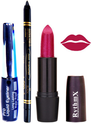 

Rythmx Houte Coture Shimmer Mazanta Lipstick Eyeliner Kajal Combo Kit 780109(Set of 3)