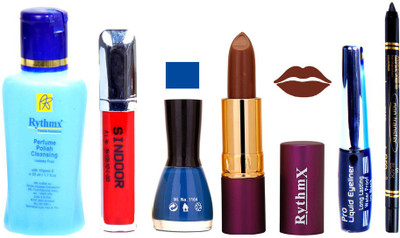 

Rythmx Lipstick ,Remover, Sindoor, Nail Polish,EyeLiner,Black Kajal, Makeup kit Combo 12070(Set of 6)