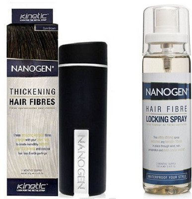 

Nanogen Hair Fibres Dark Brown with Locking Spray(Set of 2)