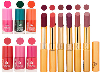 

Aroma Care Perfect Combo of Nail Polish and Rythm Lipstick Popular Shades in Wholesale Rate 2332017142(Set of 12)