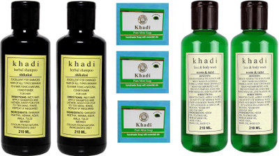 

Khadi Herbal Combo- shampoo, Soap & Face wash(Set of 7)