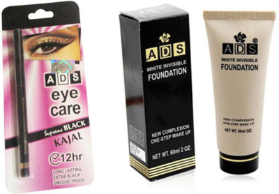

ADS Eye care Kajal With White invisible Foundation(Set of 2)