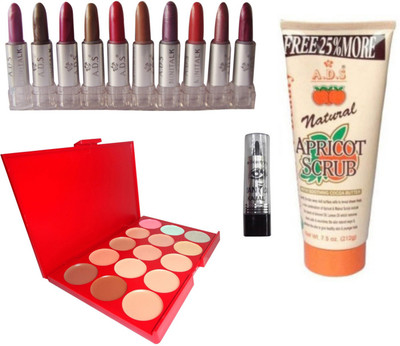 

ADS Mini Lipstick (Set of 10 - B) / Scrub / Concealer / Kajal(Set of 4)