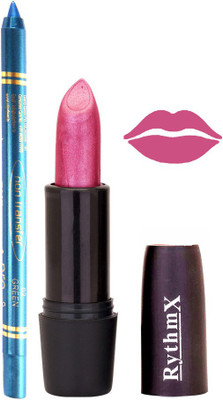 

Rythmx Shimmer Purple Mauve Lipstick And Pro Non Transfer Blue Kajal 28106(Set of 2)