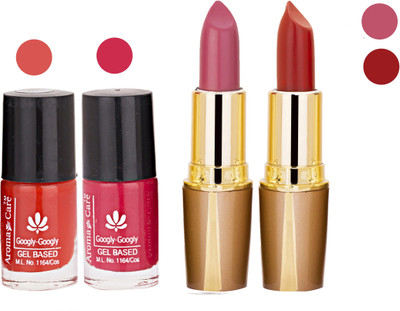 

Aroma Care Orange Nail Polish + Purple Lipstick Combo 2907201640(Set of 4)