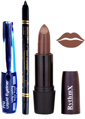 

Rythmx Choclaty Brown Lipstick Eyeliner Kajal Combo Kit 780118(Set of 3)