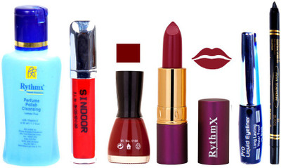 

Rythmx Lipstick ,Remover, Sindoor, Nail Polish,EyeLiner,Black Kajal, Makeup kit Combo 12094(Set of 6)