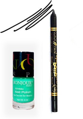 

Bonjour Paris Color Fever 906 Black Pro Kajal+Green Nail Polish(Set of 2)