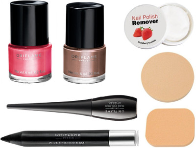 Oriflame Sweden Pure Colour Mini Nail Paint (2 Pcs), Kajal & Eyeliner Combo(Set of 4)