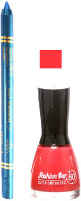 

Fashion Bar Bubbly Pink Nail Polish With Pro Non Transfer Turquoise Blue Kajal 99(Set of 2)