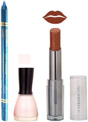 

Rythmx Lipstick , Nail Polish And Turquoise Blue Kajal Makeup Combo 1090(Set of 3)