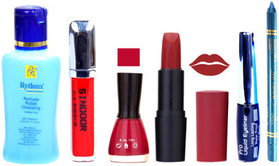 

Rythmx Remover, OTG Lipstick, Sindoor, Nail Polish,EyeLiner, Remover,Turqoise Blue Kajal, Makeup kit Combo 10028(Set of 6)