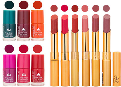 

Aroma Care Famous Combo of Nail Polish with Rythm Long Lasting Lipstick Sets 183201855(Set of 12)