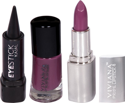 

Viviana Pride Lipstick, Nail Colors, Kajal(Set of 3)