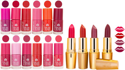 

Aroma Care Gel Nail Polish Set Quick Dry, Long Lasting and Creamy Matte Lipstick Combo 180(Set of 16)
