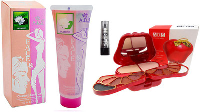 ADS Cleansing Jasmine scrub gel / Kajal With 8010 Makeup Kit(Set of 3)