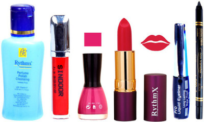 

Rythmx Lipstick ,Remover, Sindoor, Nail Polish,EyeLiner,Black Kajal, Makeup kit Combo 12085(Set of 6)