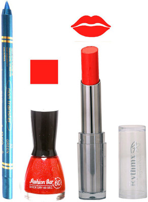 

Rythmx Lipstick , Nail Polish And Turquoise Blue Kajal Makeup Combo 1157(Set of 3)