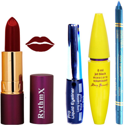

Rythmx Lipstick ,Black Eyeliner,Kajal, Jet Mascara Makeup Combo Pack(Set of 4)