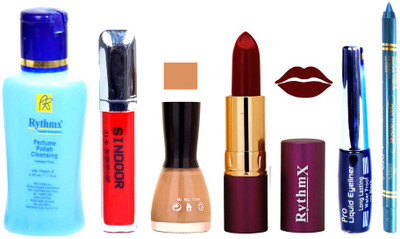 

Rythmx Lipstick ,Remover, Sindoor, Nail Polish,EyeLiner,Turqoise Blue Kajal, Makeup kit Combo 12060(Set of 6)
