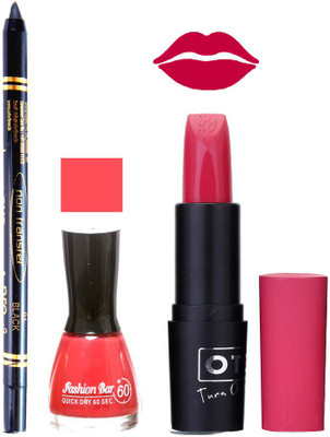 

Fashion Bar Nail Polish , OTG Lipstick , Black Kajal Combo 101(Set of 3)