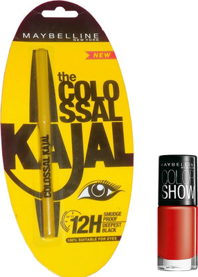 

Maybelline Colossal Kajal Plus Color Show Nail Lacquer(Set of 2)
