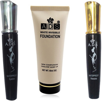 

ADS Waterproof Eyeliner / Mascara / White Invisible Foundation(Set of 3)