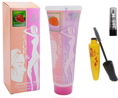 

ADS Cleansing Strawberry scrub gel / Kajal With Mascara(Set of 3)