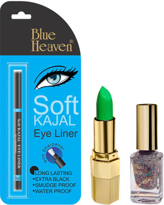 

Blue Heaven Lipstick GN 101, Nail Paint 998 & Kajal Liner Combo(Set of 3)