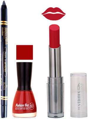 

Rythmx Lipstick , Nail Polish And Stay On Black Kajal Makeup Combo 1016(Set of 3)