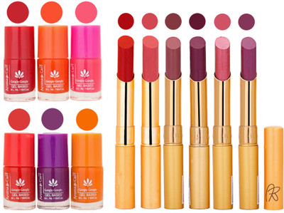 

Aroma Care Nail Polish Set and Rythm Lipstick Sets ( Modern Shades) 1803201776(Set of 12)