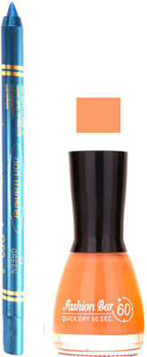 

Fashion Bar Peach Nail Polish With Pro Non Transfer Turquoise Blue Kajal 98(Set of 2)