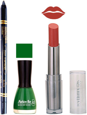

Rythmx Lipstick , Nail Polish And Stay On Black Kajal Makeup Combo 1050(Set of 3)
