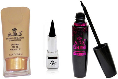

ADS Liquid Foundation / Waterproof Eyeliner / Kajal(Set of 3)