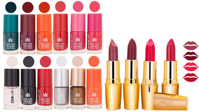 

Aroma Care Gel Nail Polish Set Quick Dry, Long Lasting and Creamy Matte Lipstick Combo 102(Set of 16)