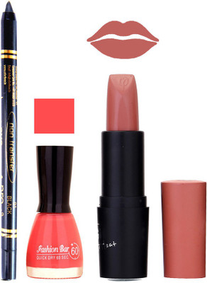 

Fashion Bar Nail Polish , OTG Lipstick , Black Kajal Combo 117(Set of 3)