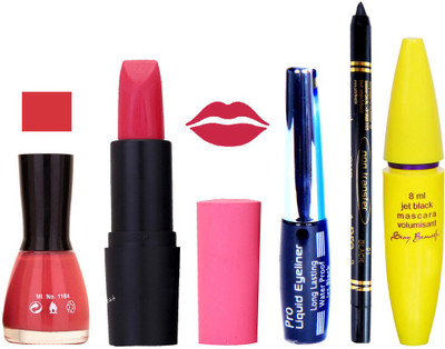 

Rythmx Lipstick, Nail Polish, Eyeliner,Black Kajal Makeup Combo Kit 1347(Set of 5)