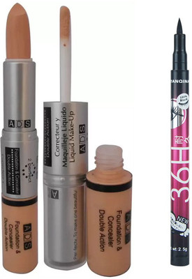 

ADS Foundation And Concealer with Sketch Pen Eyeliner(Set of 2)