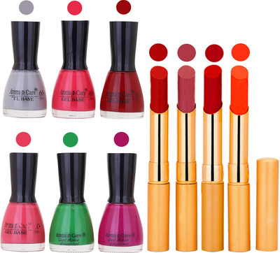 

Aroma Care Candi Bottle Nail Polish Combo with Rytm Popular Lipstick Combo Set-43(Set of 10)