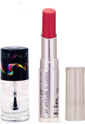 Color Fever 936 Topcoat Nail Polish+Pink Lipstick(Set of 2)