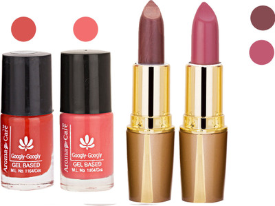 

Aroma Care Orange Nail Polish + Brown Lipstick Combo 2907201621(Set of 4)