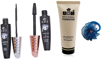 

ADS Waterproof Eyeliner / Mascara / White Invisible Foundation / Band(Set of 4)