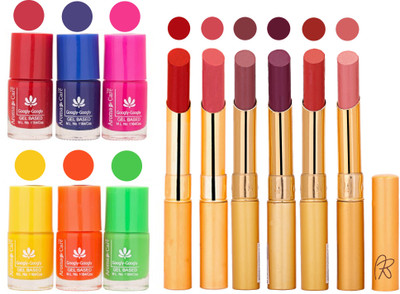 Aroma Care Makeup Women Nail Polish and Exclusive Long Lasting Lipstick Set 77(Set of 12)