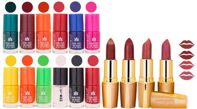

Aroma Care Lot of 12-piece Surprise Nail Polish Set and Rythm Lipsticks Combo 24(Set of 16)